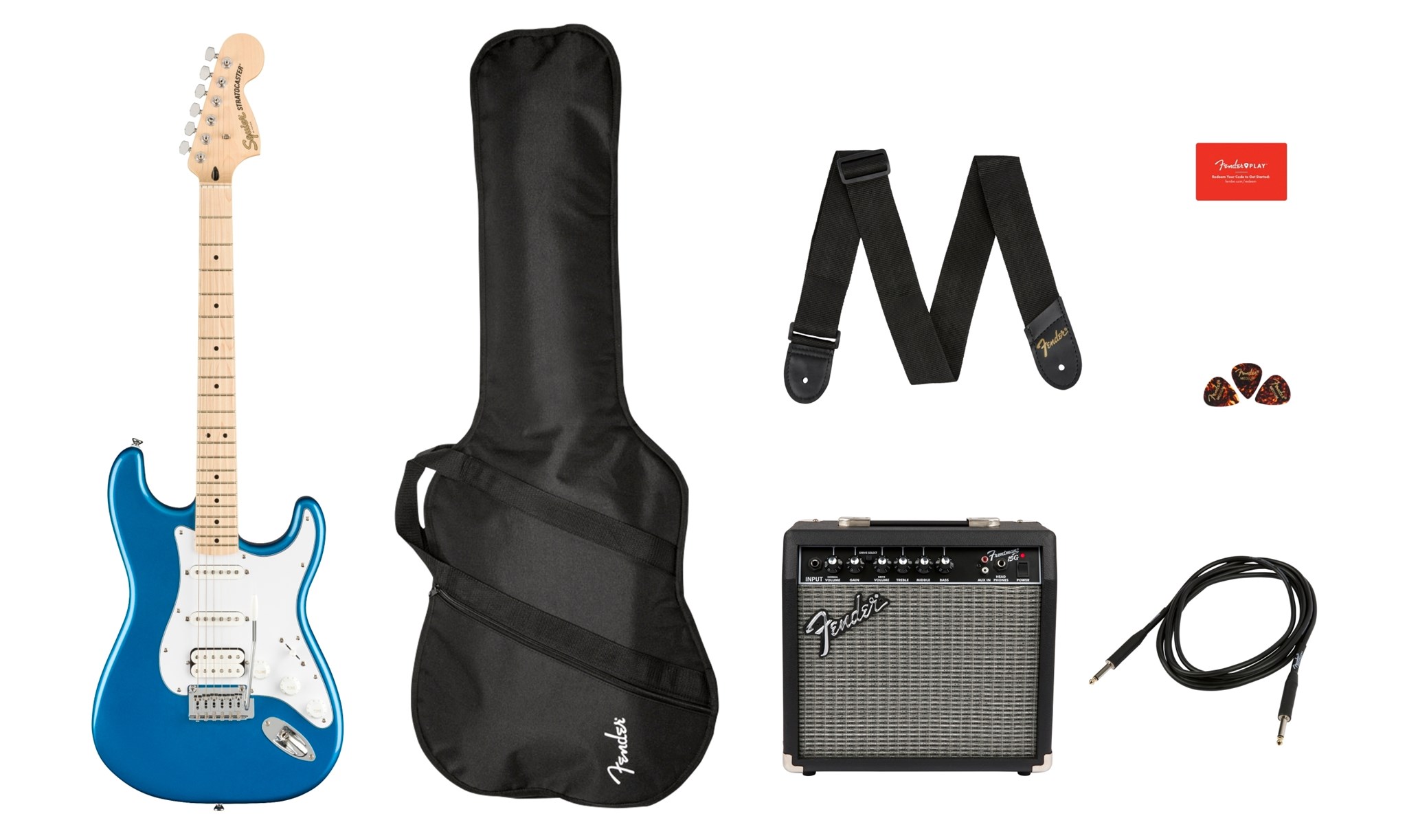 Imagem de Conjunto Guitarra Elétrica Squier Stratocaster Affinity HSS MN LPB 037-2820-602