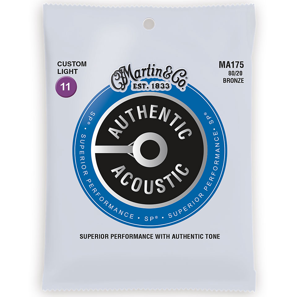 Imagem de Jogo Cordas para Guitarra Acústica Martin .011 80/20 Bronze MA175