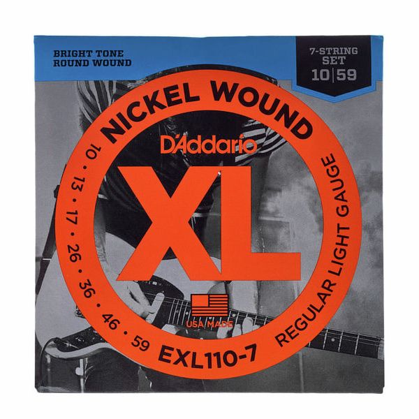 Imagem de Jogo Cordas p/ Guitarra Elétrica 7-String D'Addario .010 EXL110-7