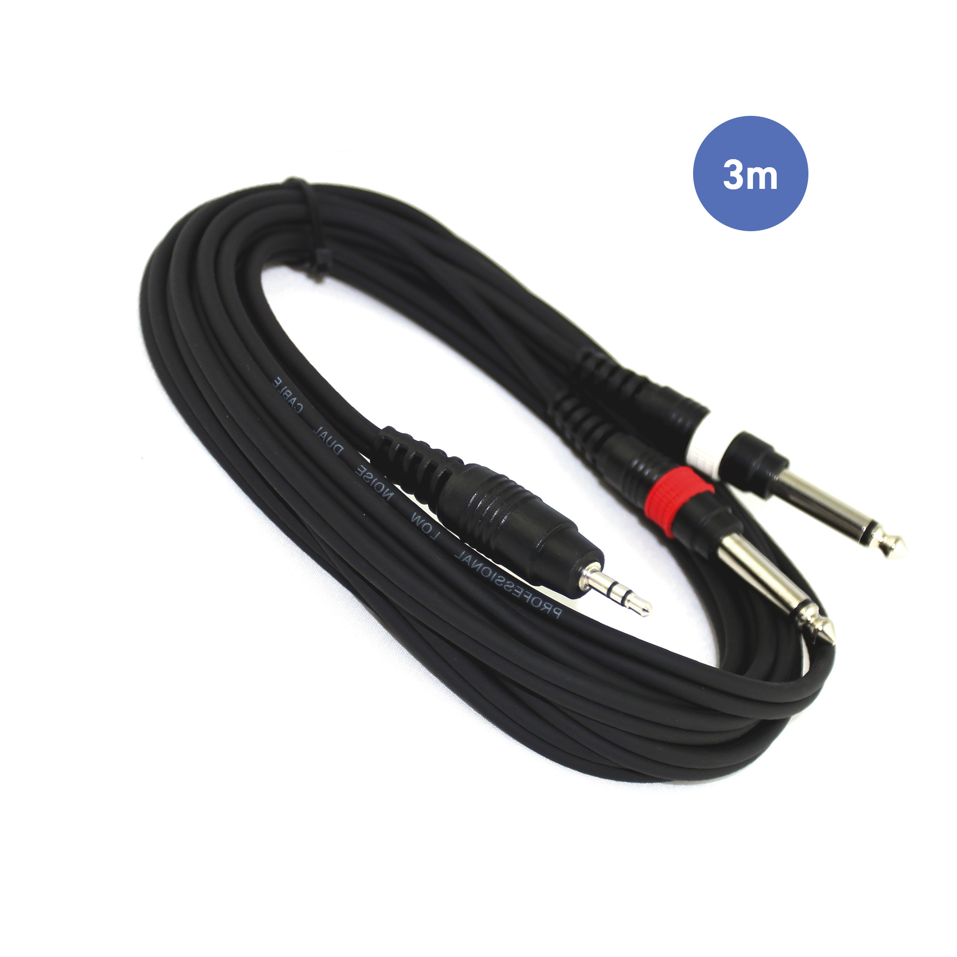 Imagem de Cabo 2x Jack 6,3mm Macho Mono / Jack 3,5mm Macho Stereo Power Acoustics CAB2065-3M