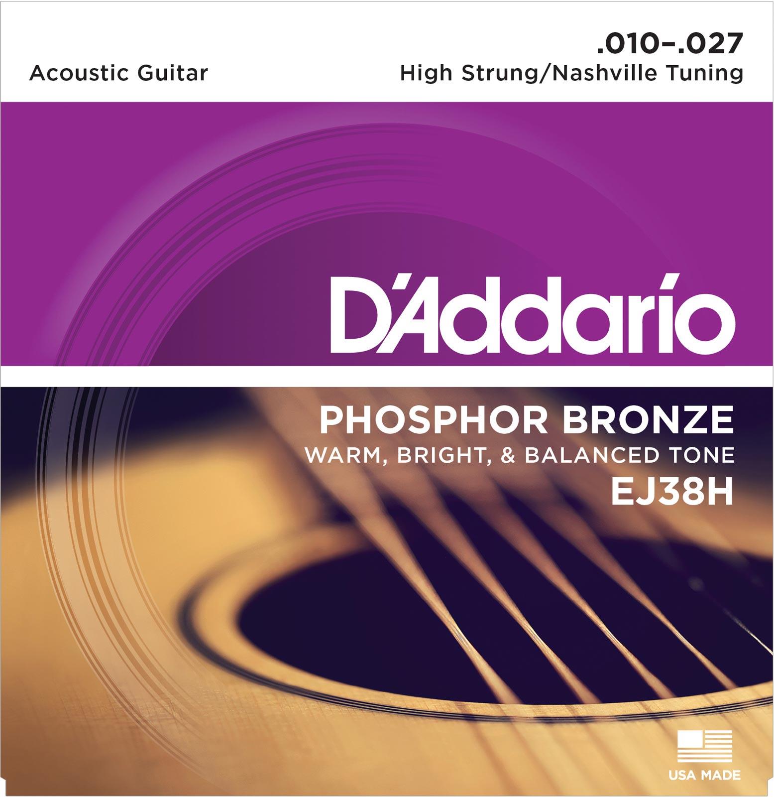 Imagem de Jogo Cordas para Guitarra Acústica D'Addario .010-.027 Phosphor Bronze EJ38H