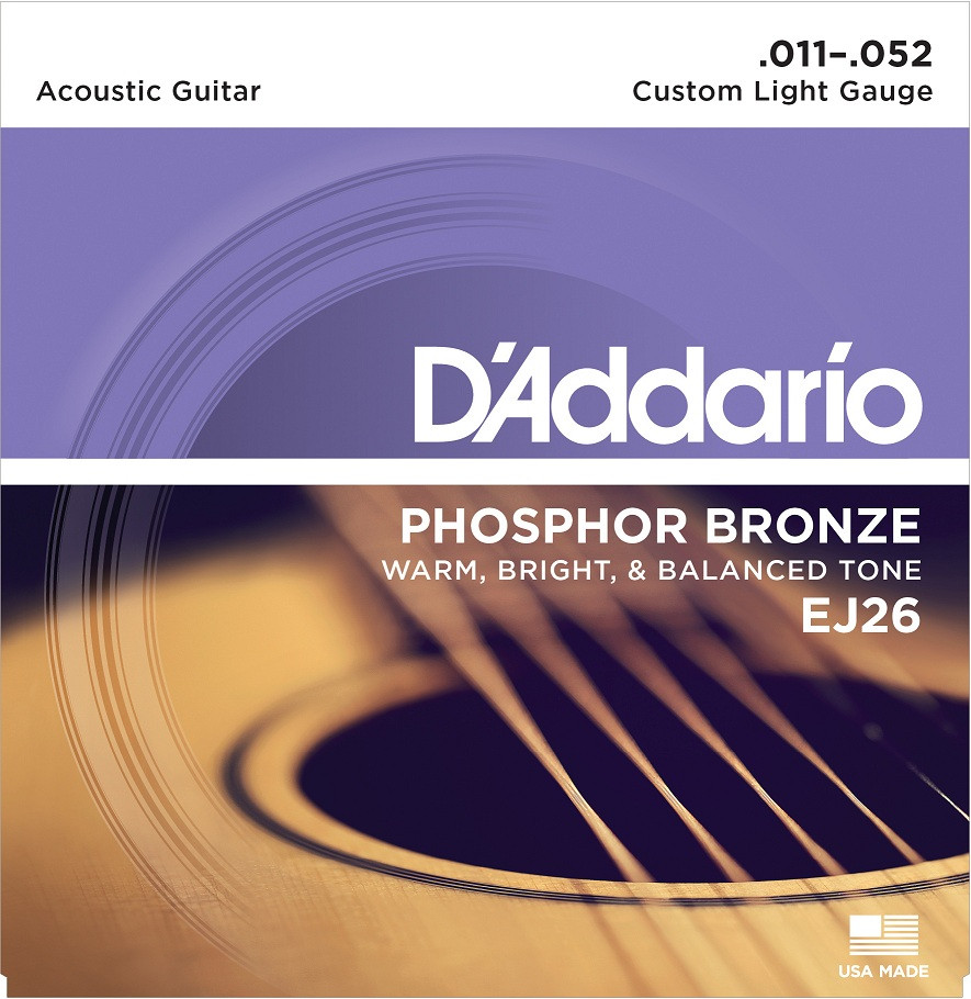 Imagem de Jogo Cordas para Guitarra Acústica D'Addario .011 Phosphor Bronze EJ26
