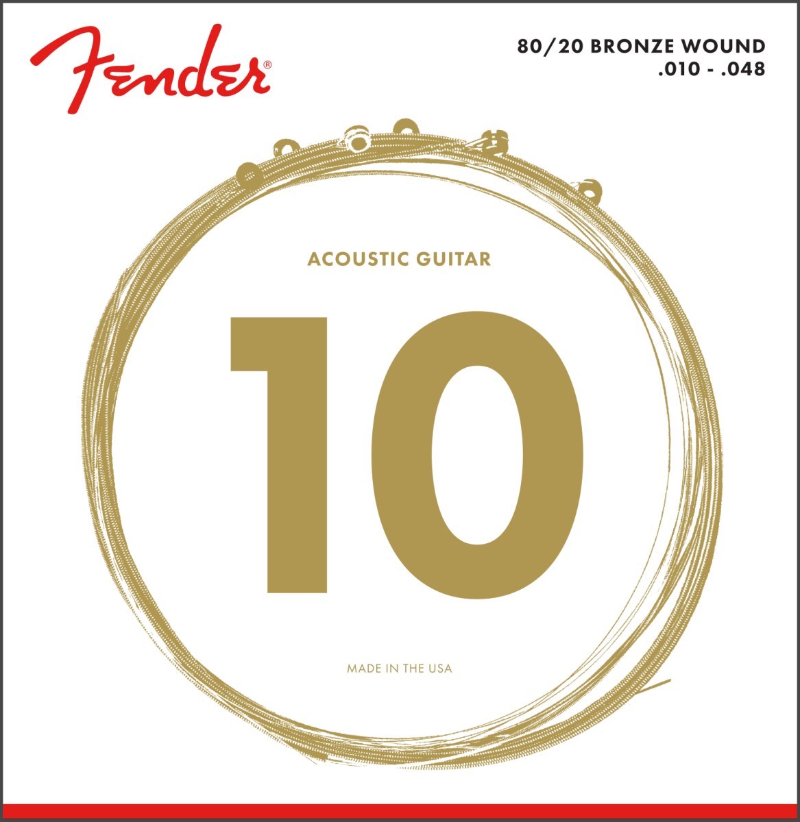 Imagem de Jogo Cordas para Guitarra Acústica Fender .010 80/20 Bronze 0730070402