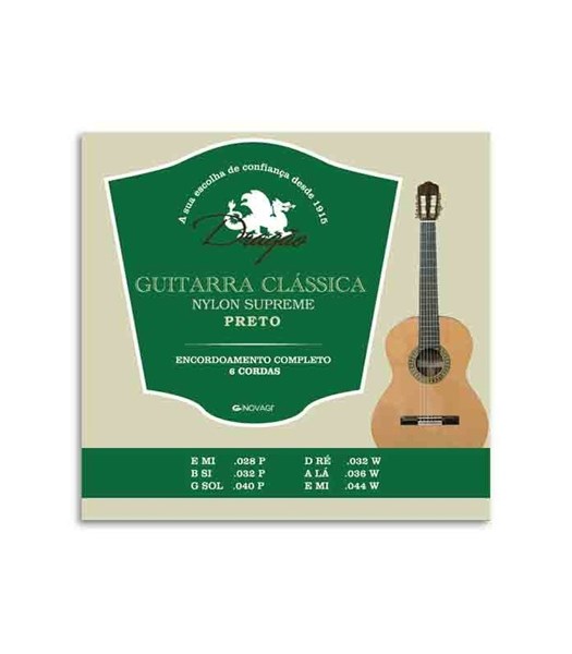Imagem de Corda para Guitarra Clássica Dragão Supreme Nylon Preto Si .032P 412 