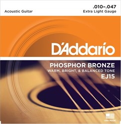 Imagem de Jogo Cordas para Guitarra Acústica D'Addario .010 Phosphor Bronze EJ15